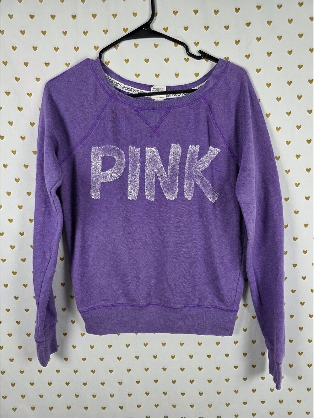 Victorias Secret Pink vintage logo Purple Sweater shirt XS Y2k